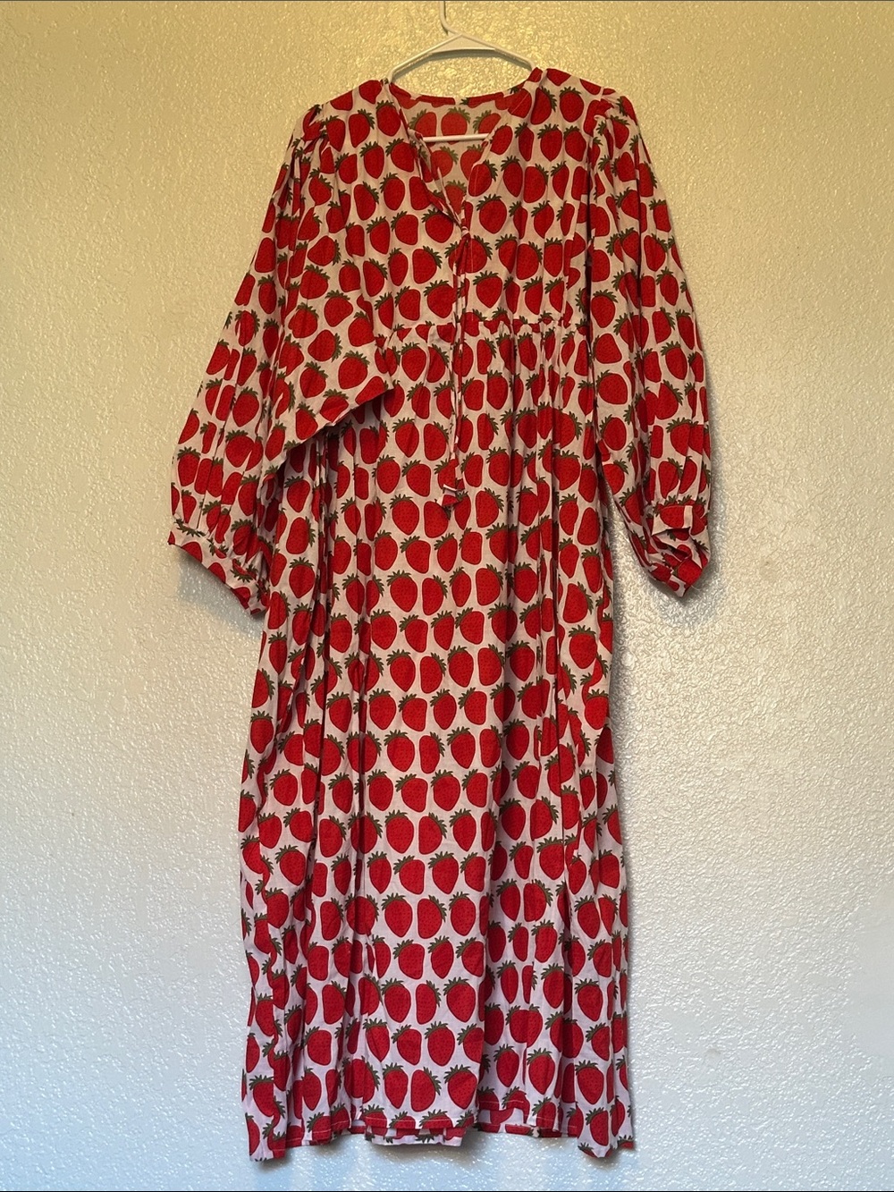 Strawberry Block Print Oversized Maxi Dress EUC